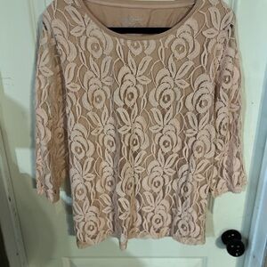 Chico's Blush Lace Overlay Scoop Neck Tunic